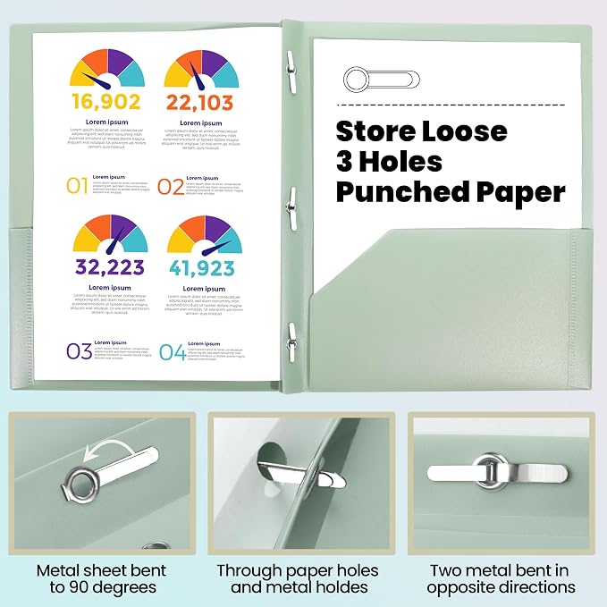 GNL Plastic Folders with Pockets and Prong, Pack of 10, Muted Pastel Colors, Heavy Duty 2 Pocket File Folders Letter Size, Folders with Prongs for School, Home, and Office