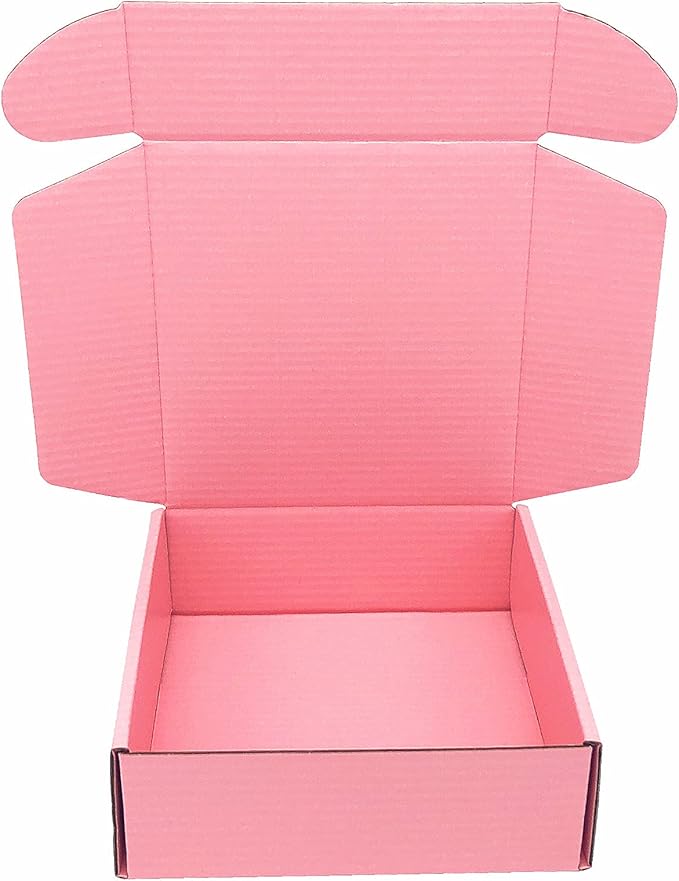 Pink Small Cardboard Shipping Box 10 x 8 x 2.7 Inch Corrugated Packaging Storage Boxes 10 Pack (Inside Size: 9.35 x 7.8 x 2.6)