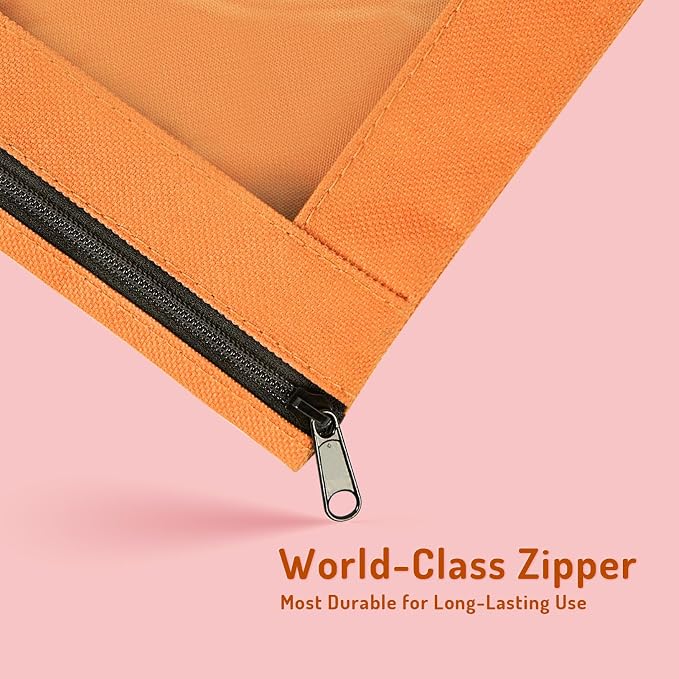 Forvencer Pencil Pouch for 3 Ring Binder, Large Pencil Case Pouch Binder | 3 Reinforced Grommets, Pen Bag, Clear Window Pencil Case, Binder Accessories, Daffodil