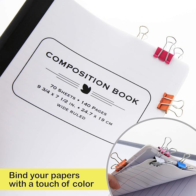 BAZIC Products Small 3/4" (19mm) Assorted Color Binder Clip (20/Pack), 263