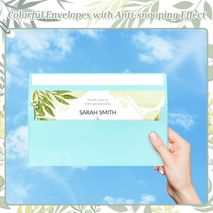 Mulbozy 50 Pcs Light Blue #10 Envelopes Letter Size Self Seal, Windowless | Security Mailing Business Envelopes Legal Regular Plain Envelops Pack for Office, Office, Letters, Size 4-1/8 x 9-1/2 inch