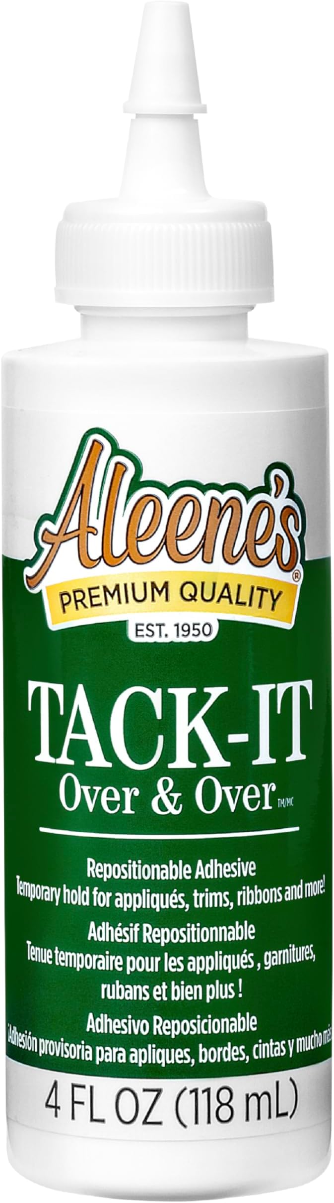 Aleene's Tack-It Over & Over Liquid Glue 4 fl oz, Repositionable and Removable Adhesive, Clear
