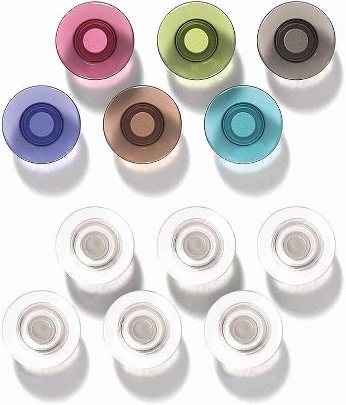 Quartet Strong Magnets for White Boards, Rare Earth Magnet for Glass Whiteboards, Assorted Colors, 12 Pack (85393)