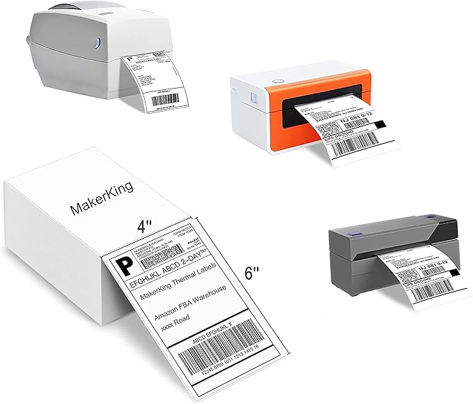 4x6 White Mailing Fanfold Postage Thermal Labels (200 Labels) - Compatible with Rollo, MUNBYN, iDPRT, Polono, Zebra Direct Thermal Printer for Shipping