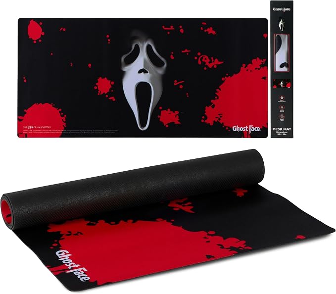 Ghost Face Large Gaming Mouse Pad 31"x15" XL Computer Desk Mat, Anime | Ghost Face anime gaming mouse pad, Oversized 31x15in smooth fabric top, stitched edges, non-slip rubber base.