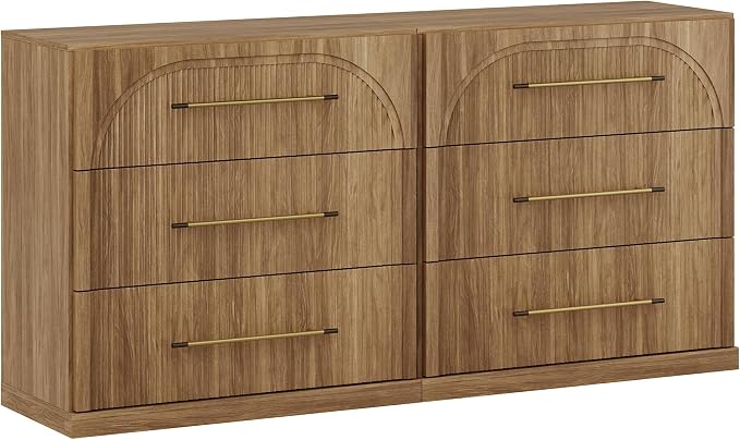 BELLEZE Bookcase with 3 Drawers, Set of 2 Modern Book Shelf with Metal Handle, 65'' Wood Bookshelves for Living Room Office Entryway (Camel)
