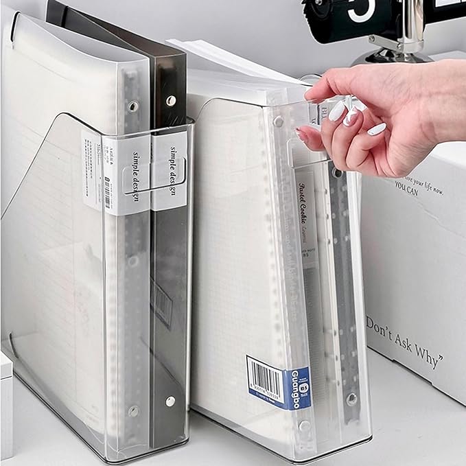 4-Pack Acrylic Vertical Magazine Holder & Book Organizer Clear Desktop File Storage Rack for Office/Home, Includes 6 Silicone Bookmarks (Space-Saving Design)