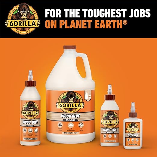 Gorilla Wood Glue; 8 Ounce Bottle; Natural Wood Color; (Pack of 1)