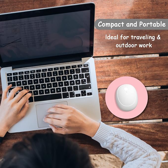 Dapesuom Small Mouse Pad, 6 x 6 Inch Thick Rubber Premium-Textured Non-Slip Portable & Washable Round Mini Mouse Mat for Women Wireless Laptops Keyboard Tray Gaming Work Computer Office Travel, Pink