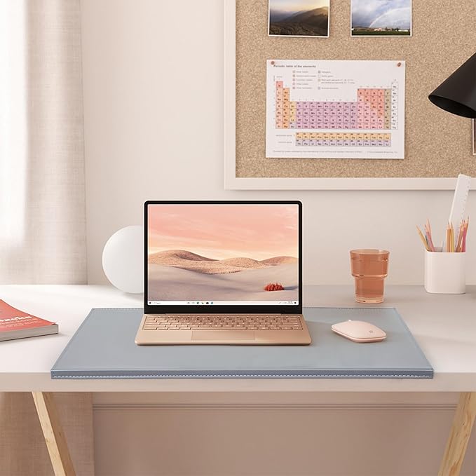 AKOZLIN 27.55”x 15.8" Soft PU Leather Surface Office Desk Mouse Mat Anti-Push Pad with Full Grip Fixation Lip Table Blotter Edge-Locked Protector Grey