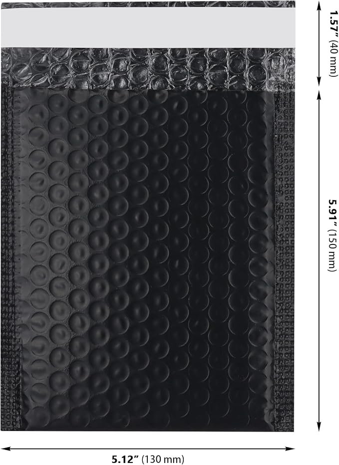 100 PCS 5 x 6 Inch Poly Bubble Mailers, Black Waterproof Padded Mailing Envelopes, Practical Self Seal Adhesive Shipping Bags for Small Business Packing Mailing Supplies
