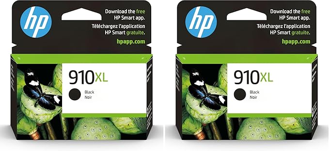 HP 910XL Black High-Yield Ink Cartridge | Works with OfficeJet 8010,8020 Series,OfficeJet Pro 8020,8030 Series | Eligible for Instant Ink-| 3YL65AN,(Pack of 2)