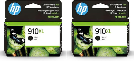 HP 910XL Black High-Yield Ink Cartridge | Works with OfficeJet 8010,8020 Series,OfficeJet Pro 8020,8030 Series | Eligible for Instant Ink-| 3YL65AN,(Pack of 2)