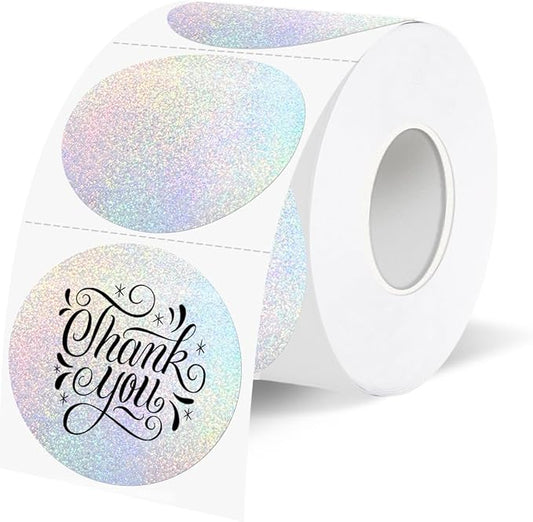 1.5 Inch Thermal Labels,Holographic Circle Direct Thermal Stickers,for Address Design DIY Logo Business(300 pcs/Small dots)