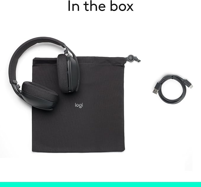 Logitech Zone Vibe 100 Lightweight Wireless Over Ear Headphones with Noise Canceling Microphone, Advanced Multipoint Bluetooth Headset, Works with Teams, Google Meet, Zoom, Mac/PC - Graphite