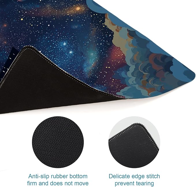 Starry Sky Large Mouse Pad, Desk Mat, Big Gaming Mousepad, XL Extended Laptop Desk Pad with Stitched Edges Non-Slip Rubber Base, Computer Keyboard Mat for Office Home, 31.5x11.8in, Bookshelf