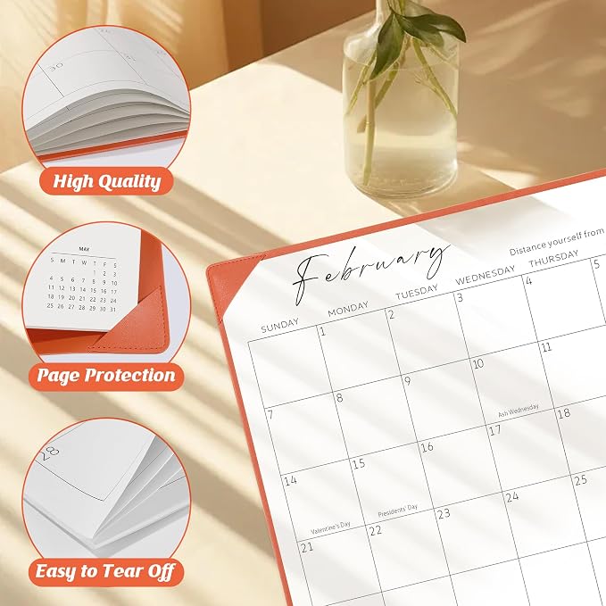Gannyfer Large Desk Calendar 2026-2027 with Desktop Mat, Simplified 22" x 17" Desktop Pad Calendar, 18 Month Table Calendar from Jul 2026 to Dec 2027 (Orange Color)