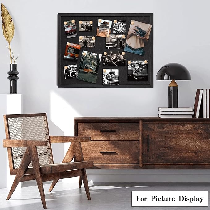 Miratino Large Bulletin Board, 23 "x18 Black Cork Boards for Walls with Frame, Pin Display Board Vision Board for Home School Office Decor