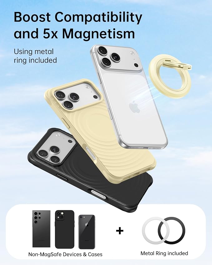 SYNCWIRE Magnetic Phone Ring Holder, for MagSafe Phone Grip Stand Kickstand | 360° Rotation, Double-Sided Magnet, Cell Phone Grip Finger Holder, for iPhone 17 16 15 14 13 12 Pro Max, MagSafe Accessories