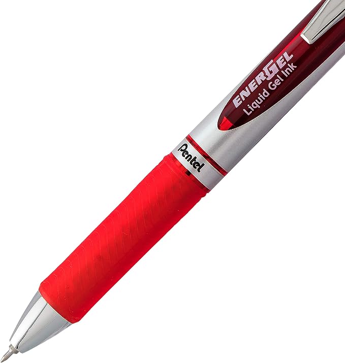 Pentel Gel Ink Pen, EnerGel RTX Retractable Gel Pen, (0.3mm) Needle Tip, Extra Fine Point, Red Ink, 2 Pk (BLN73BP2B)