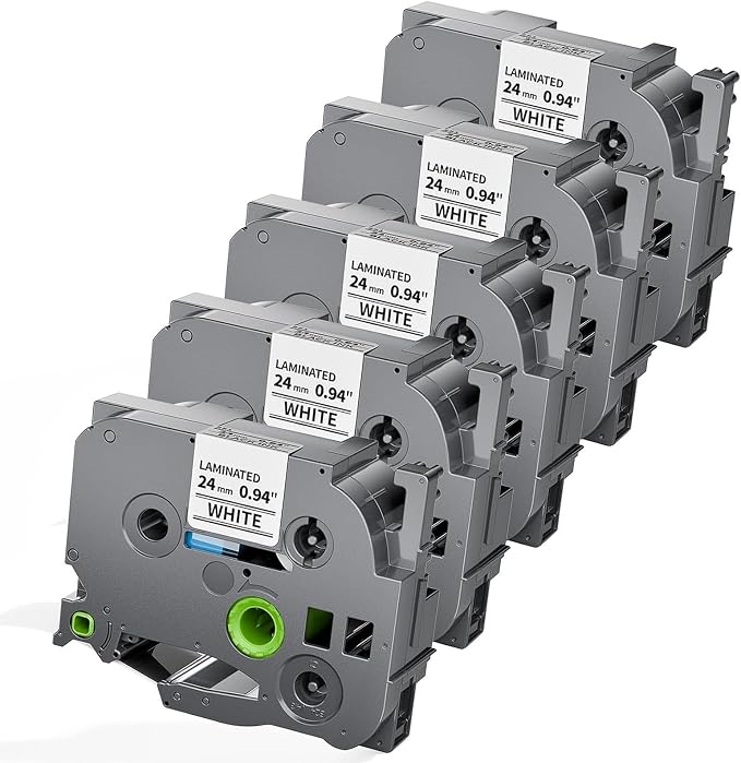 TZ Tape 24mm 0.94" Laminated White TZe-251 TZe251 | Replacement for Brother Label Maker Tape 24 mm 1 Inch P-touch Refills for PT-D610 D610BT P700 P710BT Cube Plus, 5-Pack