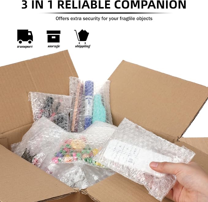 Frienda 300 Pcs Self Adhesive Bubble Bags Packing Pouches, 4" X 6" | Double Wall Clear Protective Wrap, Shockproof for Small Business Shipping Packaging, Cushioned Fragile Items Protection