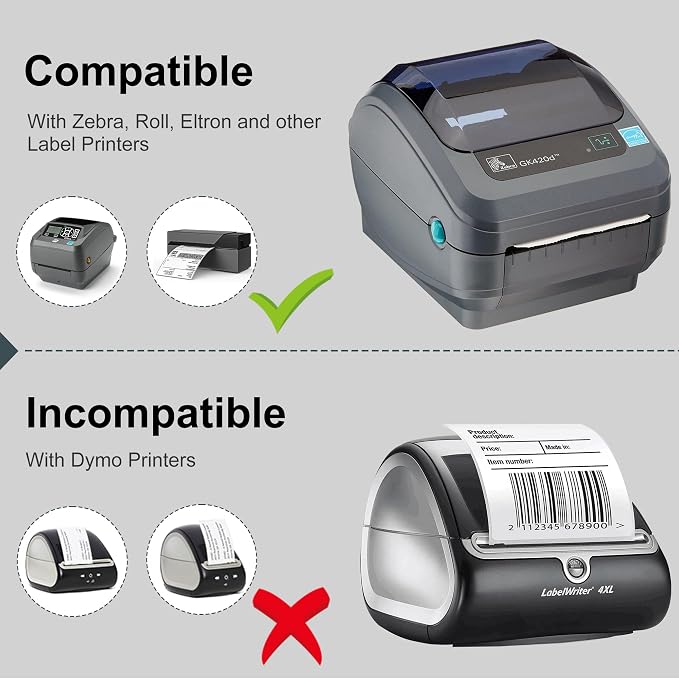 L LIKED 1000 4"x 6" Direct Thermal Labels Strong Adhesive Shipping Labels | 4 rolls, 250 Labels per Roll, BPA Free, Perforated, Compatible with Zebra, Rollo, Jadens, Nelko