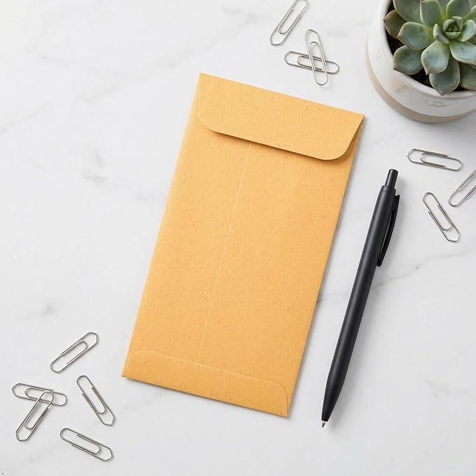JAM PAPER #7 Coin Business Envelopes - 3 1/2 x 6 1/2 - Brown Kraft Manila - 50/Pack