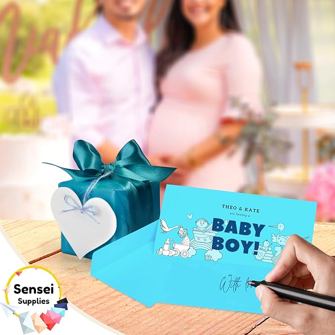110 5x7 Deep Sky Blue Invitation Envelopes - for 5x7 Cards - A7 - (5 ¼ x 7 ¼ inches) - Perfect for Weddings, Graduation, Baby Shower - 120 GSM - Peel, Press & Self Seal - Square Flap