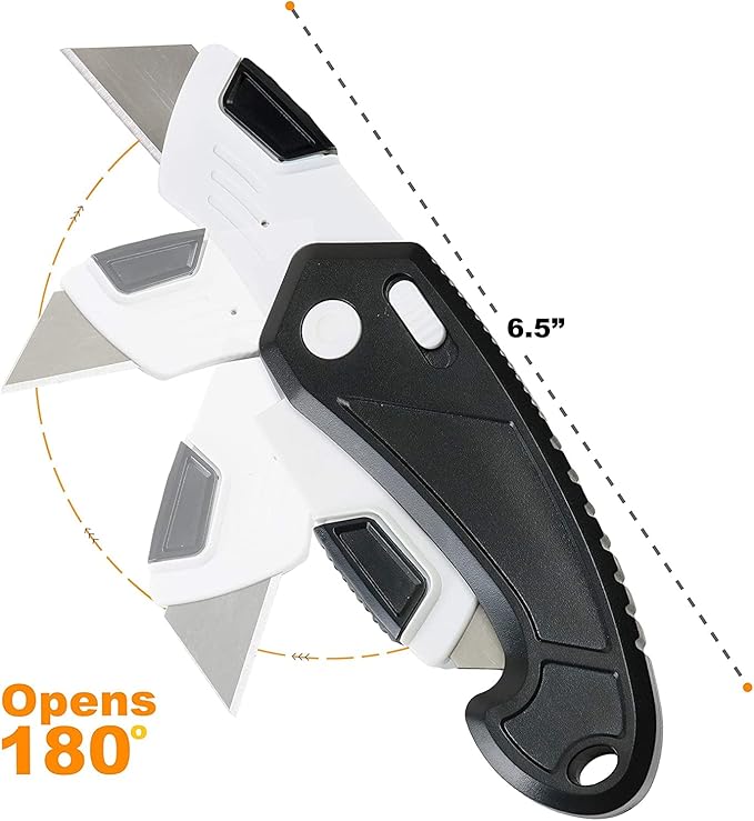 Lightweight Strong ABS Plastic Folding Utility Box Cutter (Bright Yellow, 6)
