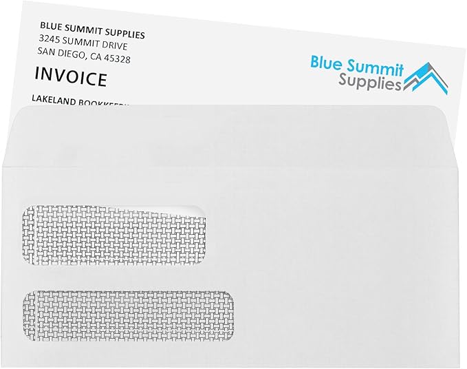 500 No. 9 Flip and Seal Double Window Security Envelopes - Designed for Quickbooks Invoices and Business Statements with Self Seal Flip Press and Seal Flap -Number 9 Size 3 7/8 Inch X 8 7/8 Inch