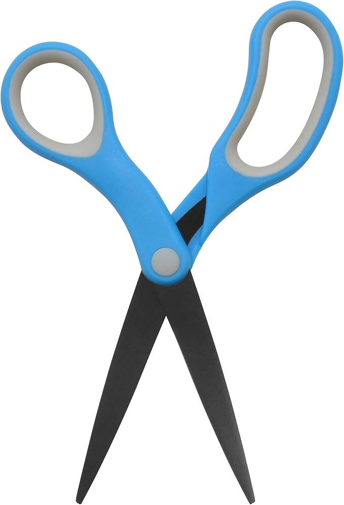 Westcott 55850 8-Inch Non-Stick Titanium Scissors For Office and Home, Blue/Gray, 4 Pack