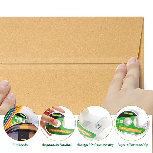 Invisible Clear Tape Bulk Rolls,36 Packs Gift Wrapping Tape for School Office Craft Job with Dispenser Frosted Writable-7/10 X 1000 Inches