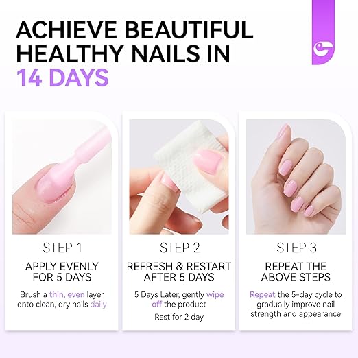 gelike ec Nail Growth Oil and Strengthener Polish: Lavender Haze 15ml 6 in 1 Natural Hardener - Long Lasting Nail Polish Hardener Extra Strong and Growth for Daily Work Home Salon