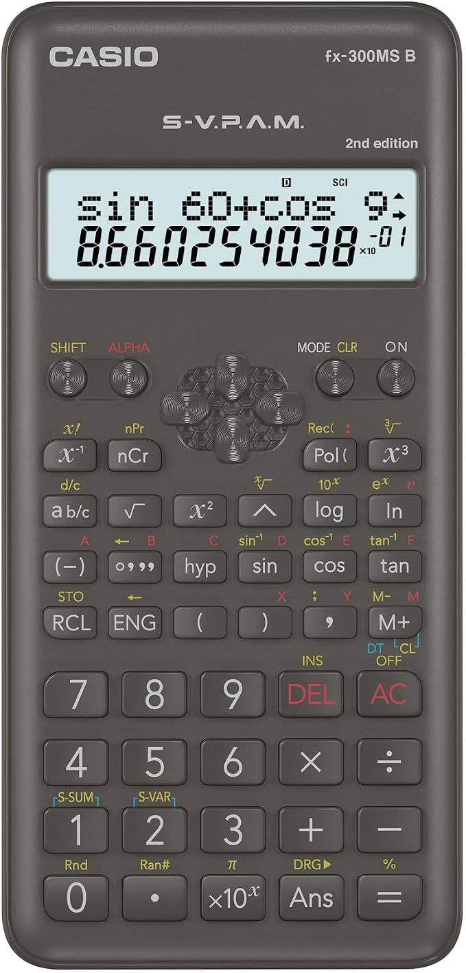 Casio FX-300MSB-W-IT Scientific Calculator | Compact scientific calculator built for everyday middle and high school math coursework