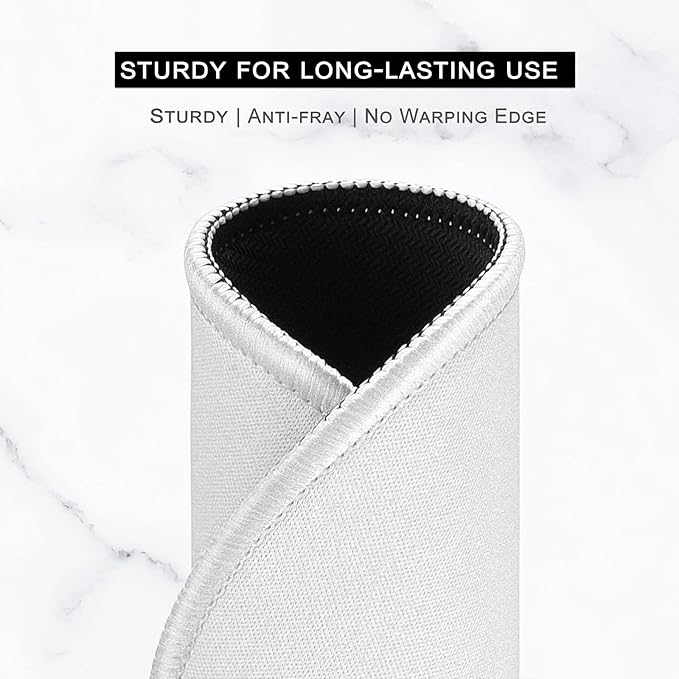 Hsurbtra Mouse Pad, Premium-Textured Small Round Mousepad 8.7 x 8.7 Inch White, Stitched Edge Anti-Slip Waterproof Rubber Pretty Cute Computer Mat for Office Home Gaming Laptop Men Women Kids