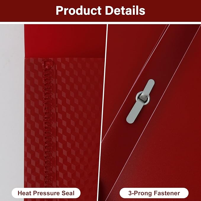 12-Pack Plastic Folders with Pockets and Prongs, 2-Pocket Folders with 3 Fasteners, Holds 8-1/2" x 11" Paper for School/Office/Home