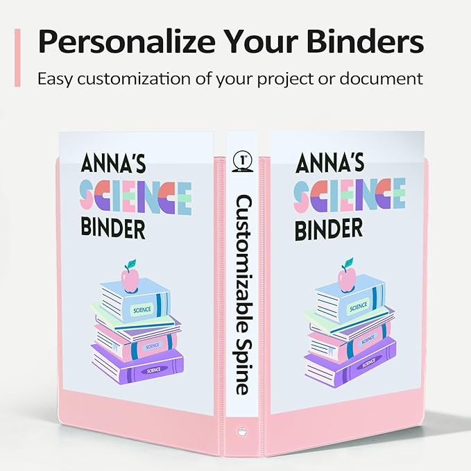 BinderX 3 Ring Binder 1.5 Inch, Clear View Binder, Lavender, Letter Size | Extra Durable, PVC-Free, Customizable, Interior Pockets, 325-Sheet Capacity, Eco-Friendly, Reinforced Hinge, School, Office