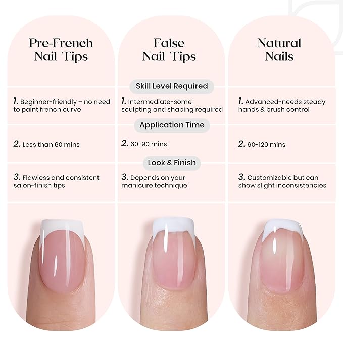 Beetles French Tips Press On Nails-210 Pcs Pink French Tip Nails Medium Almond Fake Nail Tips, Soft Gel Nails False Nails Art DIY Gift For Women
