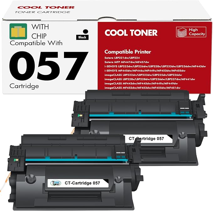 057 Toner Cartridge 057H Black High Yield MF445dw MF450 MF455dw 2-Pack | Compatible for Canon ImageCLASS MF445dw MF448dw LBP226dw LBP227dw LBP228dw MF449dw MF445 LBP220 MF440 LBP230 MF450 Printer