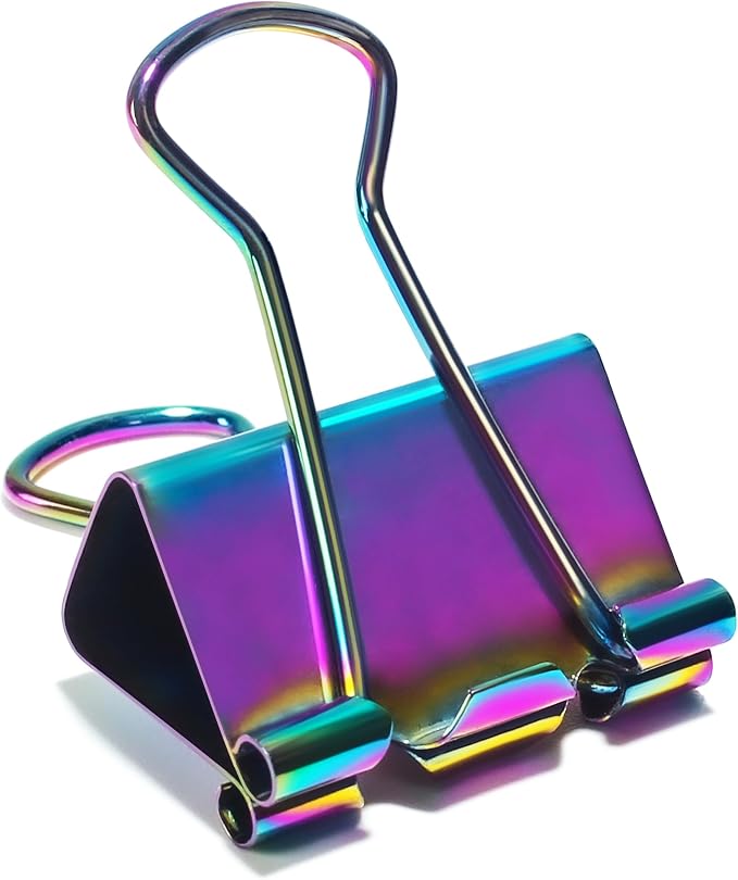 1 Inch Rainbow Paper Clamps, Medium Binder Clips for Home Office, 10 Pcs | Medium Rainbow Binder Clip, Colorful Paper Clamps, for Organizing Office Files, Folders, and Documents.