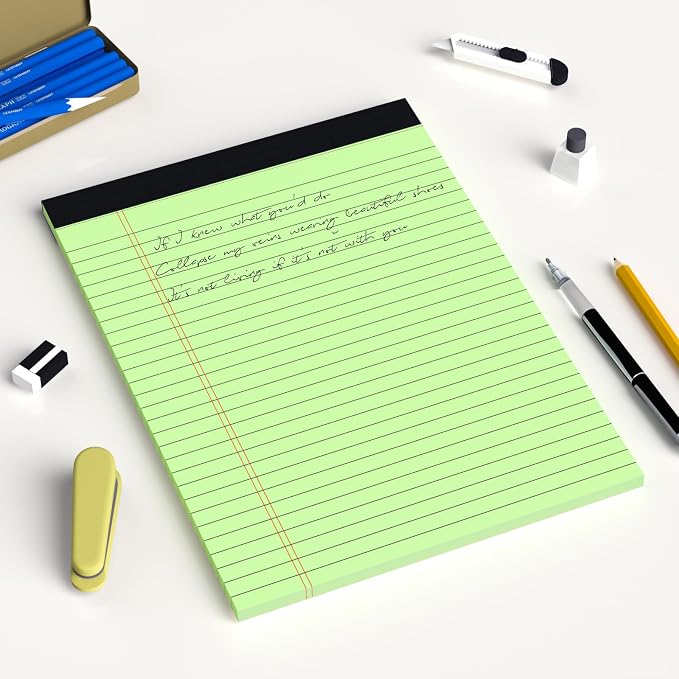 AILZFEI Colored Legal Pads 8.5 x 11 Note Pads 8.5x11 inch, Wide Ruled Clear Print Writing Pads 30 Sheets/Pad, 20lb Colored Paper, Perforated Notepad with Sturdy Back (3 Pads)