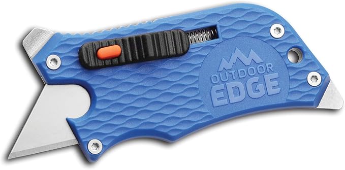 Outdoor Edge SlideWinder - Utility Knife Multitool with Standard Replaceable Razor Blade, Screwdrivers, Prybar, Bottle Opener and Pocket Clip with Locking Auto-Retracting Blade