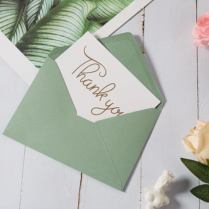 50 Pieces Sage Green A6 Envelopes for 4x6 Cards, 6 1/2 x 4 3/4 Inches | For 4 x 6 Greeting Cards, Wedding Invitation Cards, Birthday Party Invitations