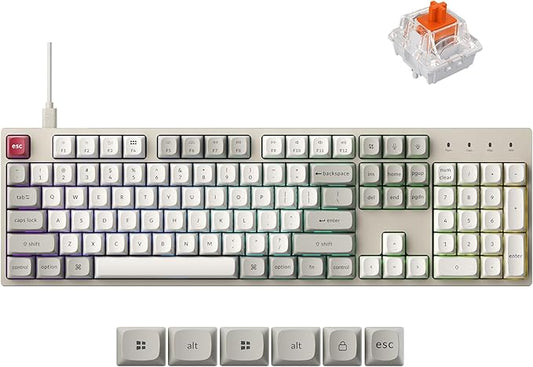 Keychron C2 Pro Wired Mechanical Keyboard with 8K Hz Polling Rate, Full Size Custom RGB Backlit Hot-Swappable, Non-Shine Through PBT Keycaps Compatible with Mac Windows Linux (Silent Red Switch)