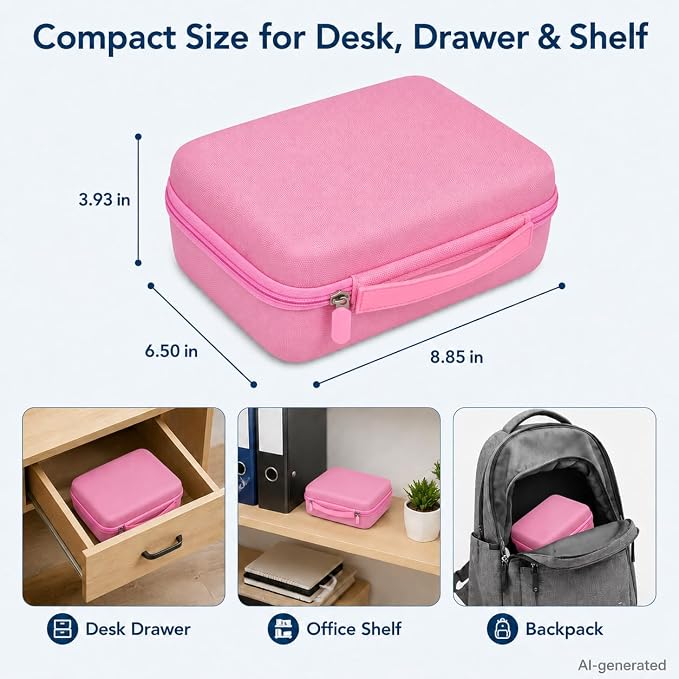 GWCASE Hard Label Maker Case for Brother P-Touch PT-D220/PT-D210, Case Only | Label printer case with shaped tray and zip mesh pocket for label tapes, batteries and AC adapter in home office storage