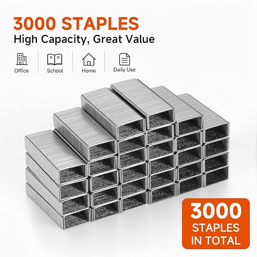 Eagle No. 10 Mini Staples for #10 Staplers, 3,000 Count | 3/16 in leg, steel wire, fastens 2-20 sheets; 3 boxes of 1,000, smaller than standard 1/4 in staples, silver
