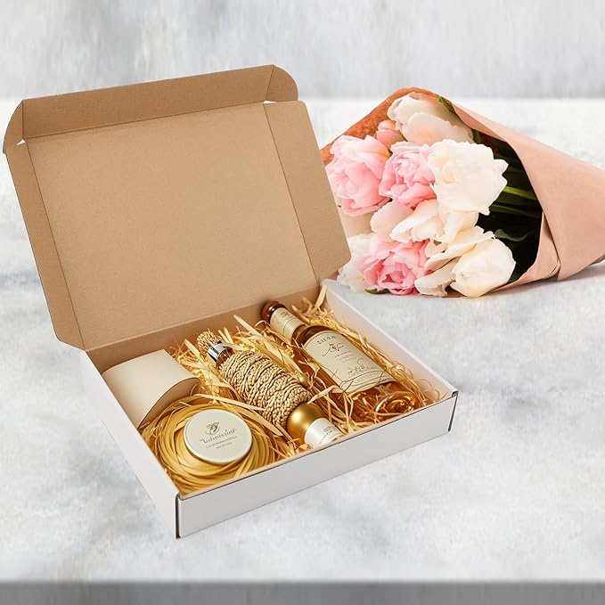 RLAVBL 12x9x2 Shipping Boxes Set of 1, White Corrugated Cardboard Box for Packing, Mailing, Business