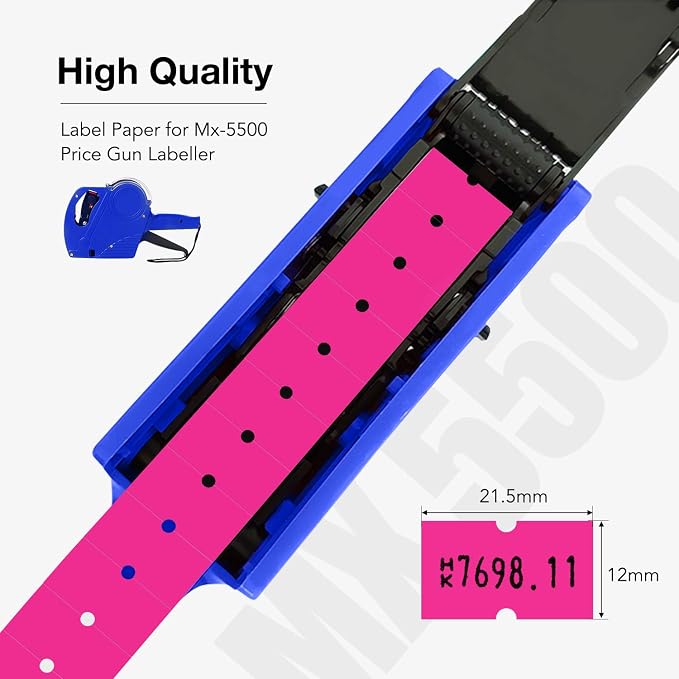 30 Rolls 15000 Price Gun Labels for Mx-5500 White Price Marker Stickers, Super Sticky Label Paper Tag Labels (Rose Red)