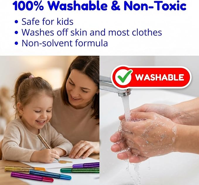 Tassel Toppers Non Toxic Washable Glitter Glue Stick Set, Quick Drying Color Spot Glue, Art Glitter Adhesive for Kids Crafts, Grad Caps Decorating Supplies, Creative School Projects - 10 Pack